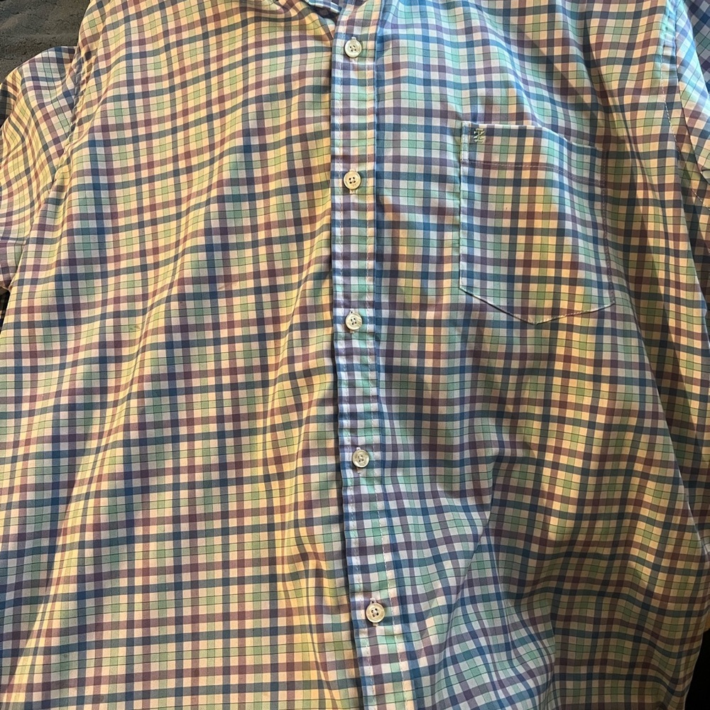 Izod Blue and Green Casual Button Down Shirt